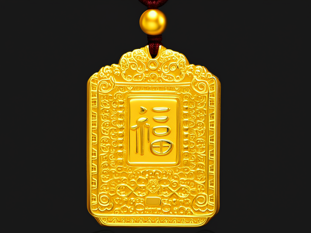 黄金福牌吊坠图片